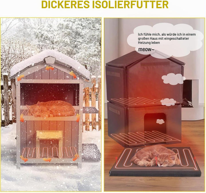 Hundehütte Katzenhaus aus Holz für draussen und drinnen, Haustierhäuser Hunde, Katzen, Hasen und and
