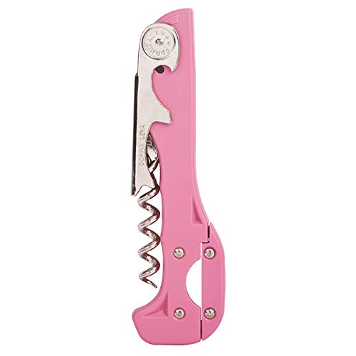 werpower Boomerang Two-Step Corkscrew Wine Opener with Built-In Foil Cutter and Bottle Opener- Pink