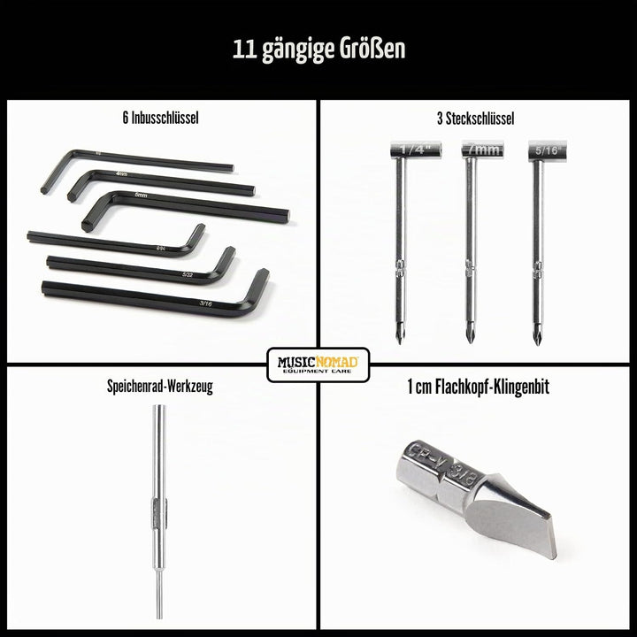 MusicNomad MN235 Premium Guitar Tech Truss Rod Wrench Set - 11 pcs.
