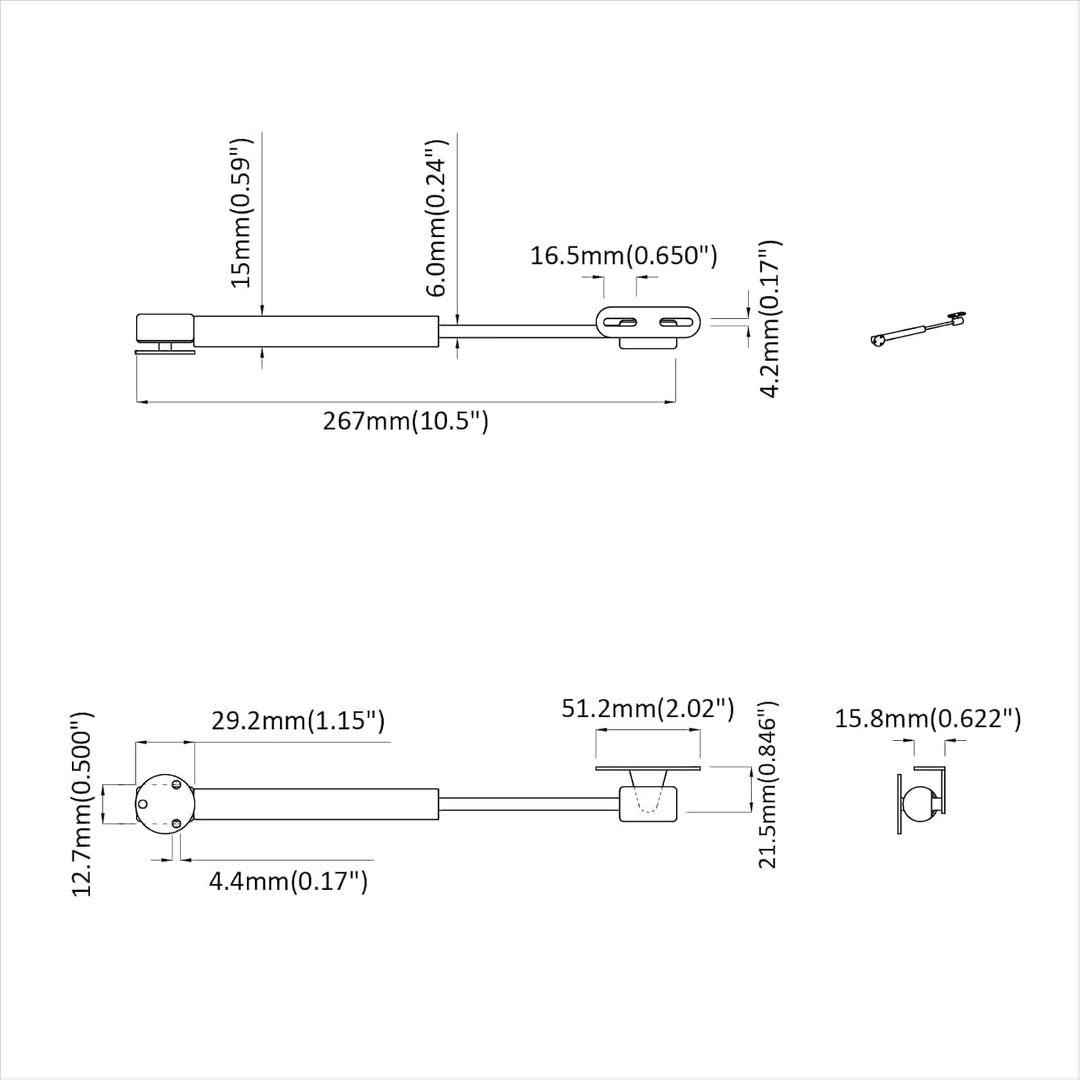 Hydraulische Gasfeder 12 Stück Silber 280 x 17 x 16 mm für Möbel, Tür und Garagentor, langlebige Dru