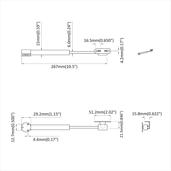 Hydraulische Gasfeder 12 Stück Silber 280 x 17 x 16 mm für Möbel, Tür und Garagentor, langlebige Dru