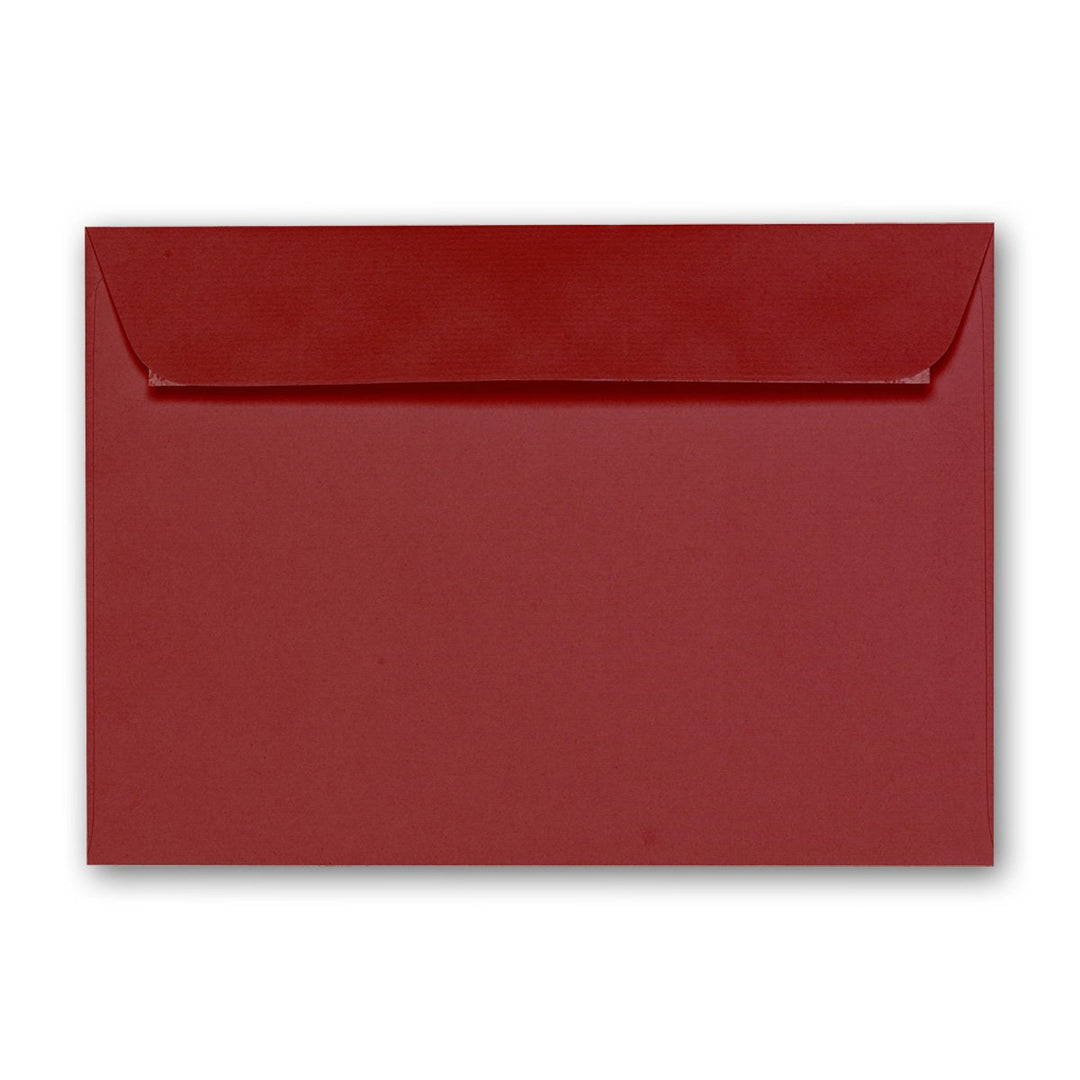 ARTOZ 100x Briefumschläge DIN C6 Weinrot (Rot) - 16,2 x 11,4 cm - haftklebend - gerippte Kuverts ohn