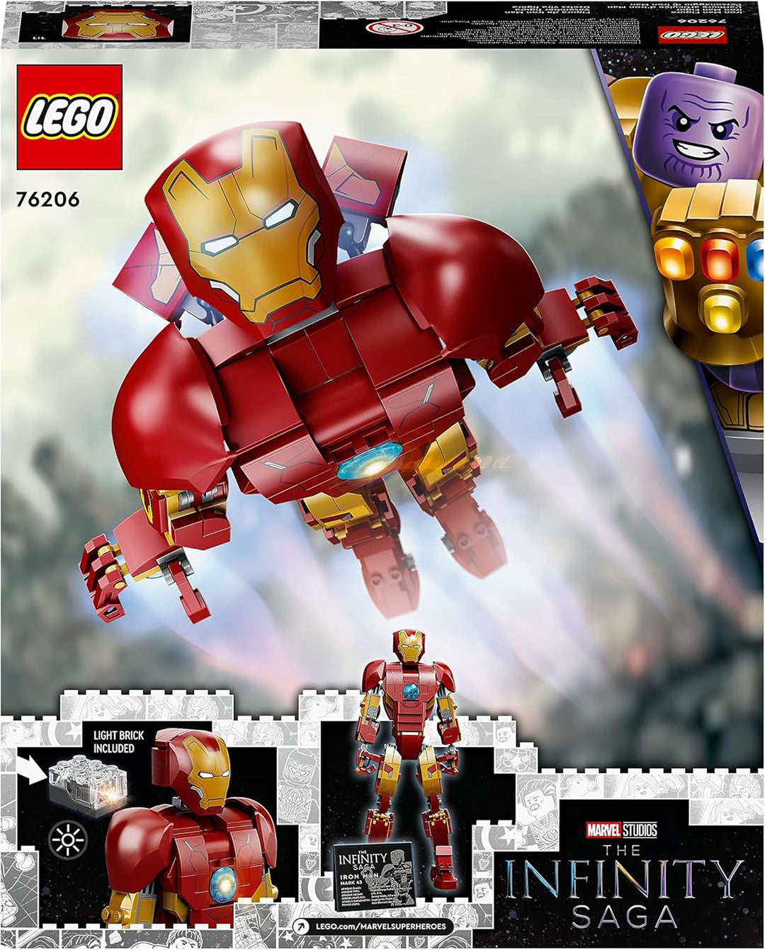 LEGO 76206 Marvel Iron Man Figur, Spielzeug- und Deko-Modell zum Sammeln und Bauen für Kinder ab 9 J