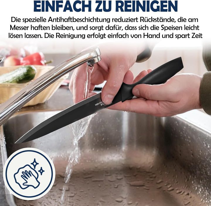 Homikit Küchenmesser Set, Edelstahl 6-tlg Messer Set mit Schutzhülle, Scharfes Messerset mit Kochmes