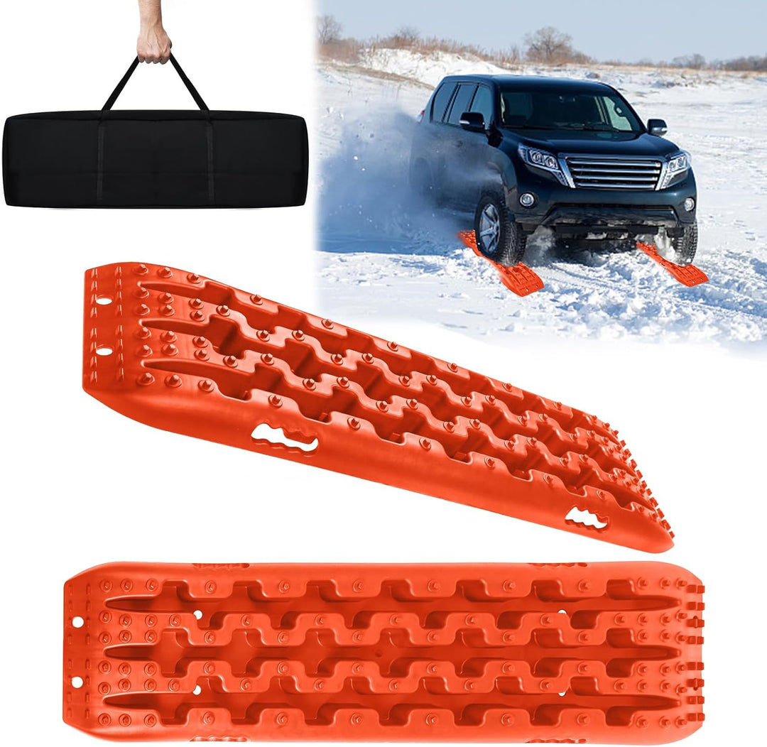 NAIZY 2x Sandbleche Offroad Traktionsmatte Kunstoff Anfahrhilfe Recovery Board Tracks mit Aufbewahru