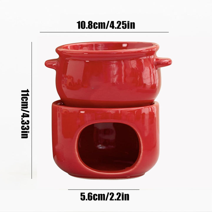 Fondue Becher | Keramischer Hitzebeständiger Wärmetopf - Schokoladen Schmelzbecher Mit Gabeln | Für