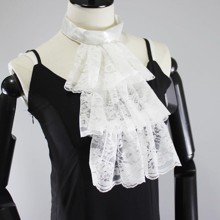 Elegtiskas Detachable Dickey Collar Victorian Lace Jabot Neck Ruff Collar Fake Collar S-M 244white,