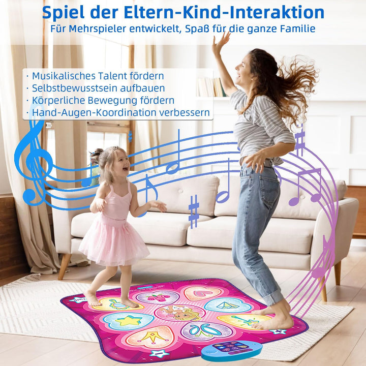 SUNLIN Tanzmatte - Tanzspielzeug Geschenk für Kinder Mädchen - Tanzmatte mit LED-Leuchten, einstellb