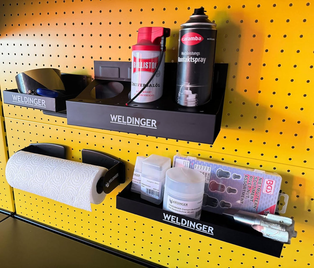 WELDINGER 4-TLG. Set Werkzeugablage magnetisch mit Papierhandtuchhalter 4er-Set Magnetablage, 4er-Se