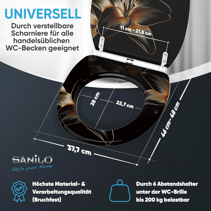 Sanilo WC Sitz mit Absenkautomatik & Schnellverschluss, Toilettendeckel per Knopfdruck abnehmbar, ei