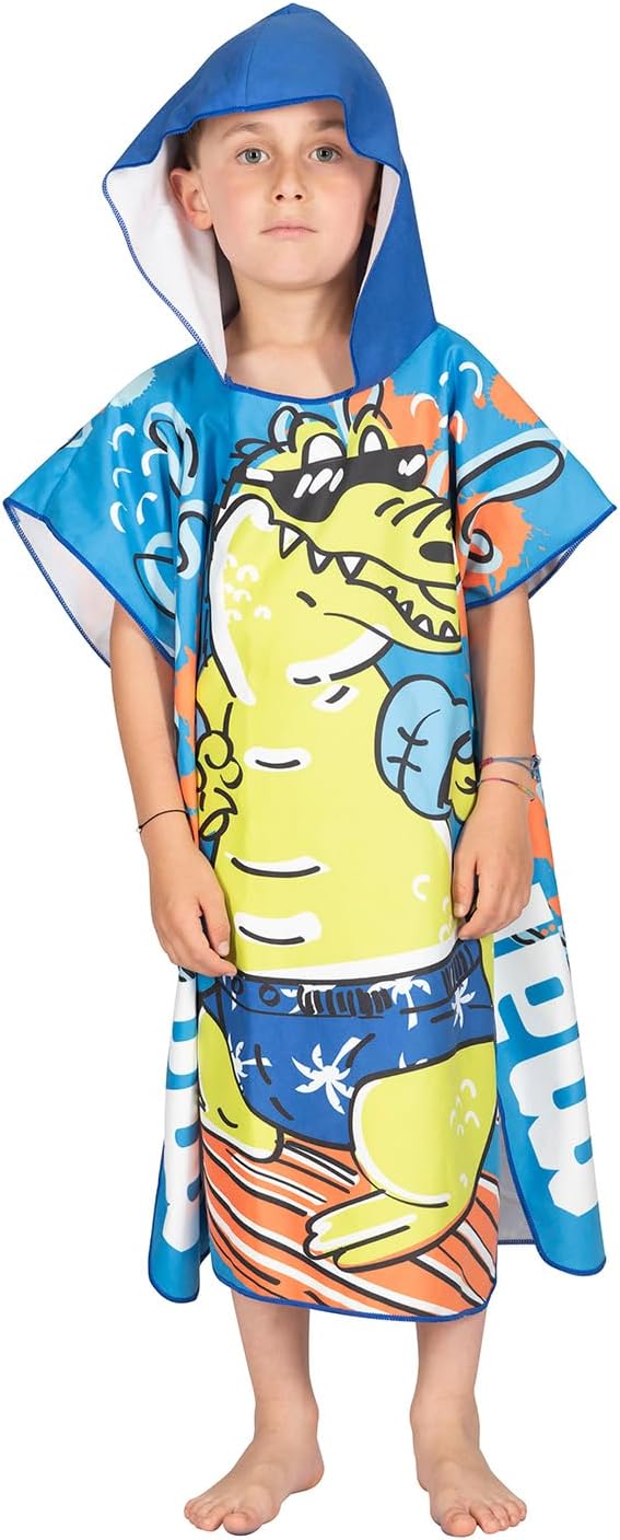 Mares Seaside Poncho Junior, Polyester-Mikrofaser Bademantel Badeponcho Strandtuch Kinder, Krokodil,