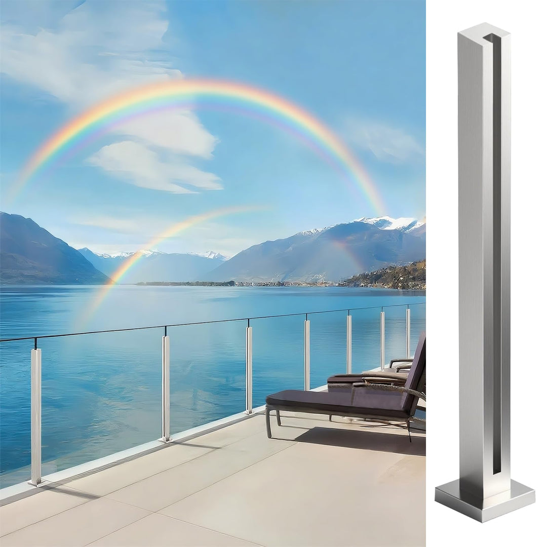 Cvter aus Edelstahl Glasgeländer pfosten mit Einsteckenden 80cm – Schwerlastbereich Glasmontageklemm