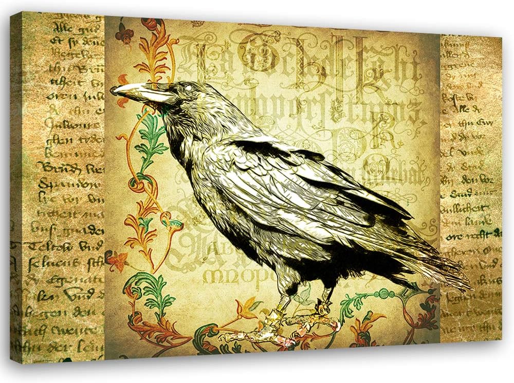 Feeby Wandbild Manuskript Druckbild Leinwandbild Vogel Beige 70x50 cm M14242 70x50 cm, M14242 70x50