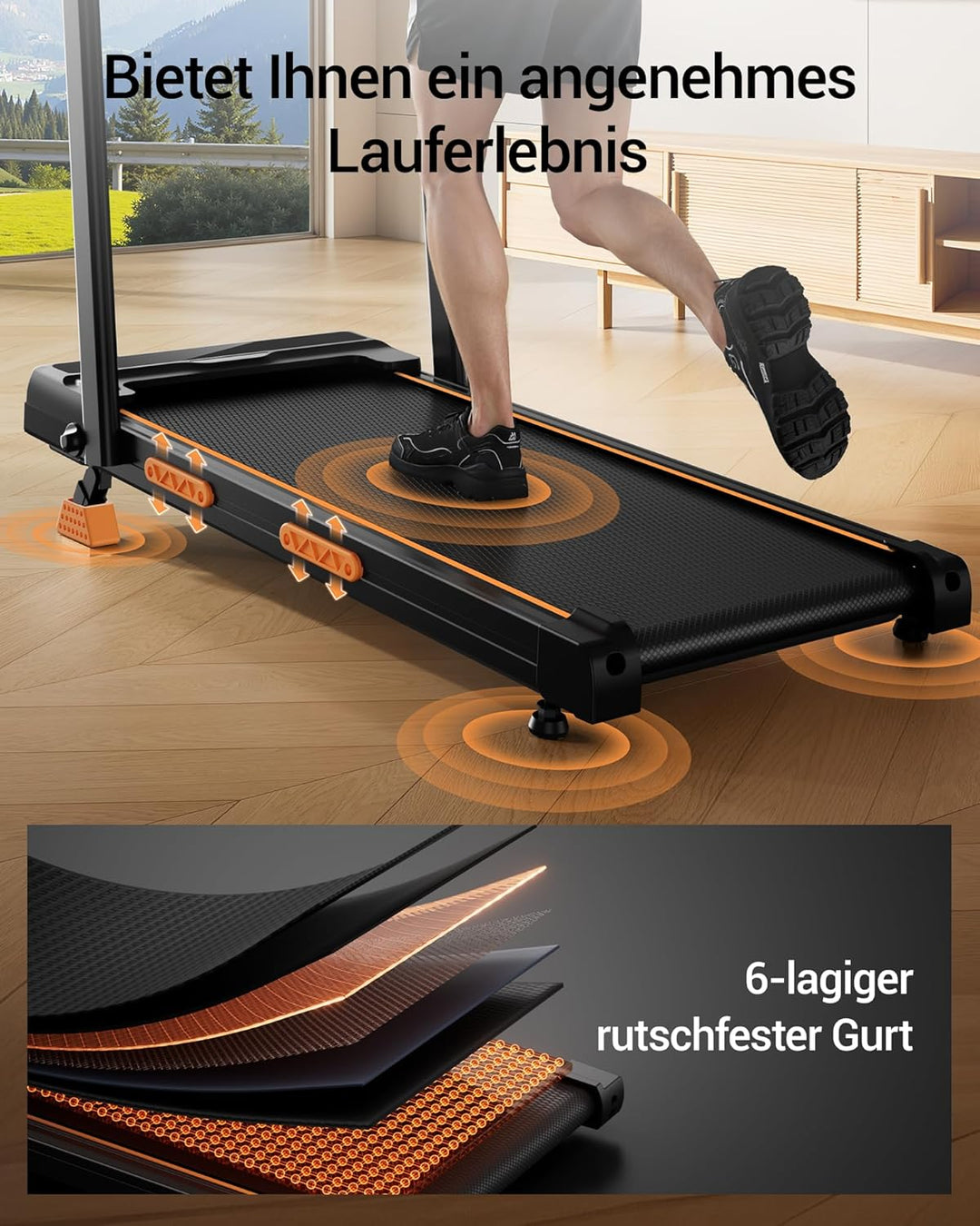 Walking Pad Klappbar mit Steigung 10KM/H, 16% Laufband für Zuhause Klappbar mit Steigung, LED Anzeig