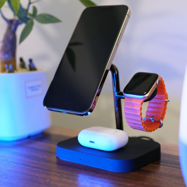 Boaraino Magnetisch Wireless Charger, 3 in 1 Kabellose Ladestation Kompatibel mit iPhone17/16(no Inc