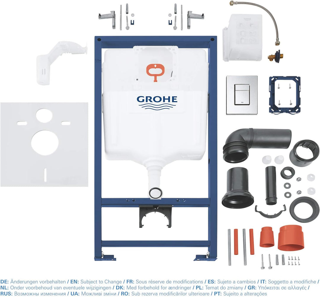 GROHE Rapid SL | Sanitärsysteme - 5-in-1 Set für WC, 1,13 m Bauhöhe | WC-Anlage mit Skate Cosmo-Wand