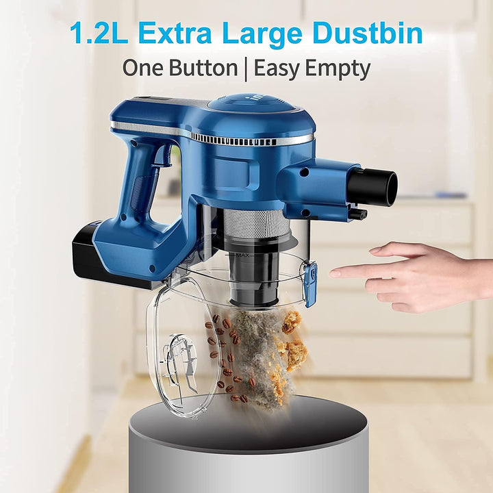 INSE Akku Staubsauger 25KPa Kabelloser Staubsauger Starke Saugleistung bis zu 45 Min Laufzeit, 1,2L