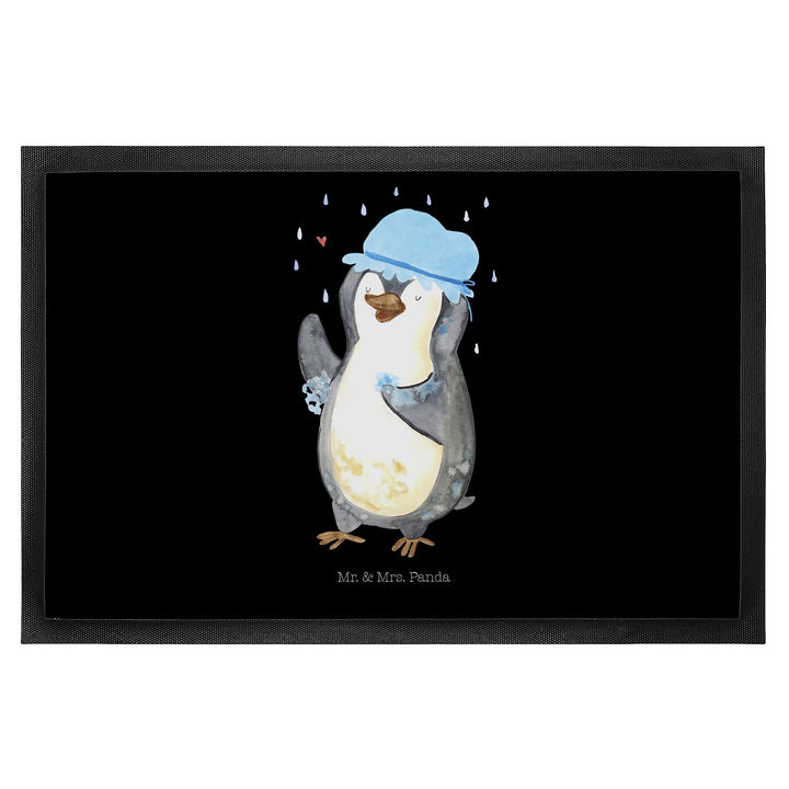 Mr. & Mrs. Panda 50 x 75 cm Fussmatte Pinguin duscht - Geschenk, duschen, singen, Haustürmatte, Schm