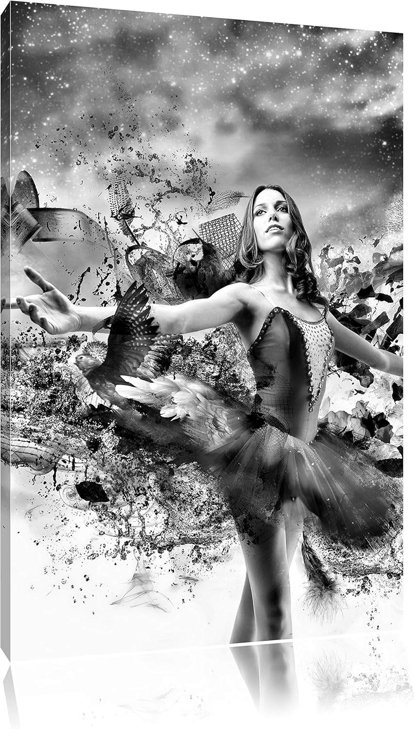 Pixxprint Ballerina im Kleid / 100x70cm Leinwandbild bespannt auf Holzrahmen/Wandbild Kunstdruck Dek