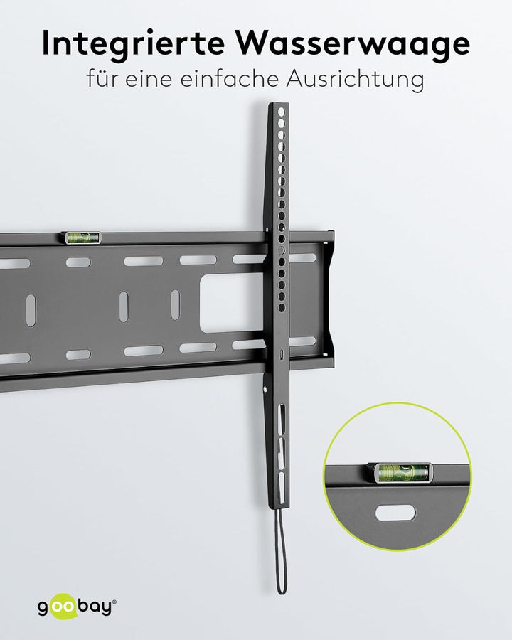 Goobay 49891 TV-Wandhalterung Pro Fixed (L), 37" bis 70" (94 cm – 178 cm), 50 Kg, einfache & sichere