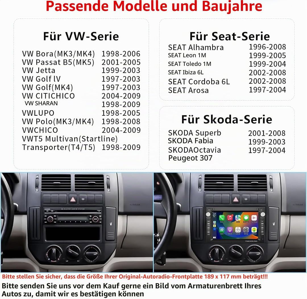 Plug&amp;Play Android 15 GPS Navi Autoradio für VW Golf 4 MK4 Polo Passat Golf Jetta, 7 Zoll IPS Touchsc