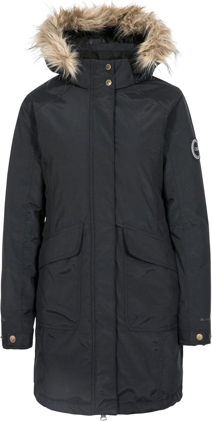 Trespass Damen Bettany Warme Lange Daunenjacke Mit Abnehmbarer Kapuze