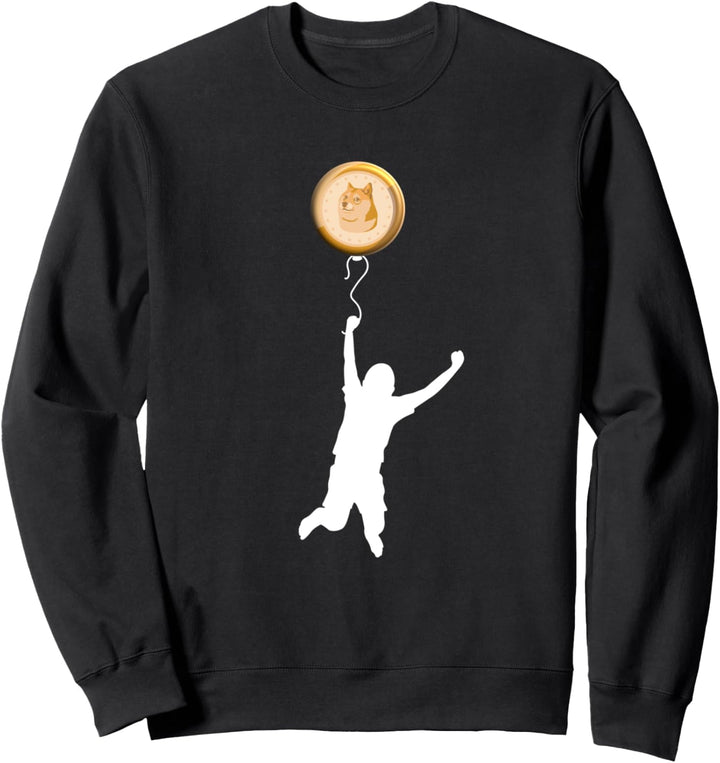 Kind hängt von Dogecoin Ballon Kryptowährung Dogecoin Sweatshirt