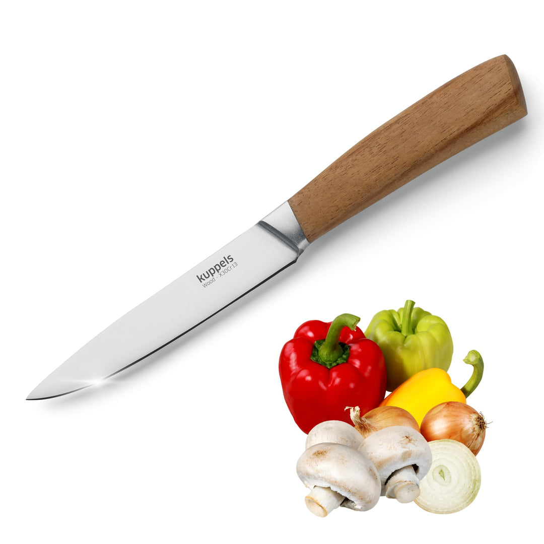 Kuppels Allzweckmesser WOOD | Klingenlänge 12 cm | scharfes Küchenmesser mit Akazienholzgriff | Klin