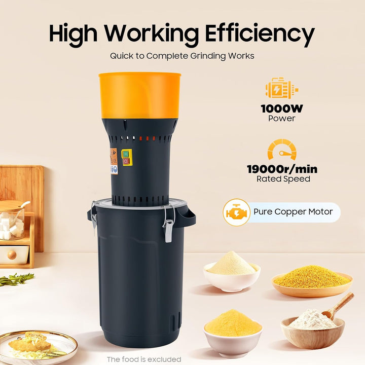Getreidemühle Elektrisch, 1000W Kornmühle Mehlmühle 220V Flour Dry Wet Cereal Machine Elektrische Kö