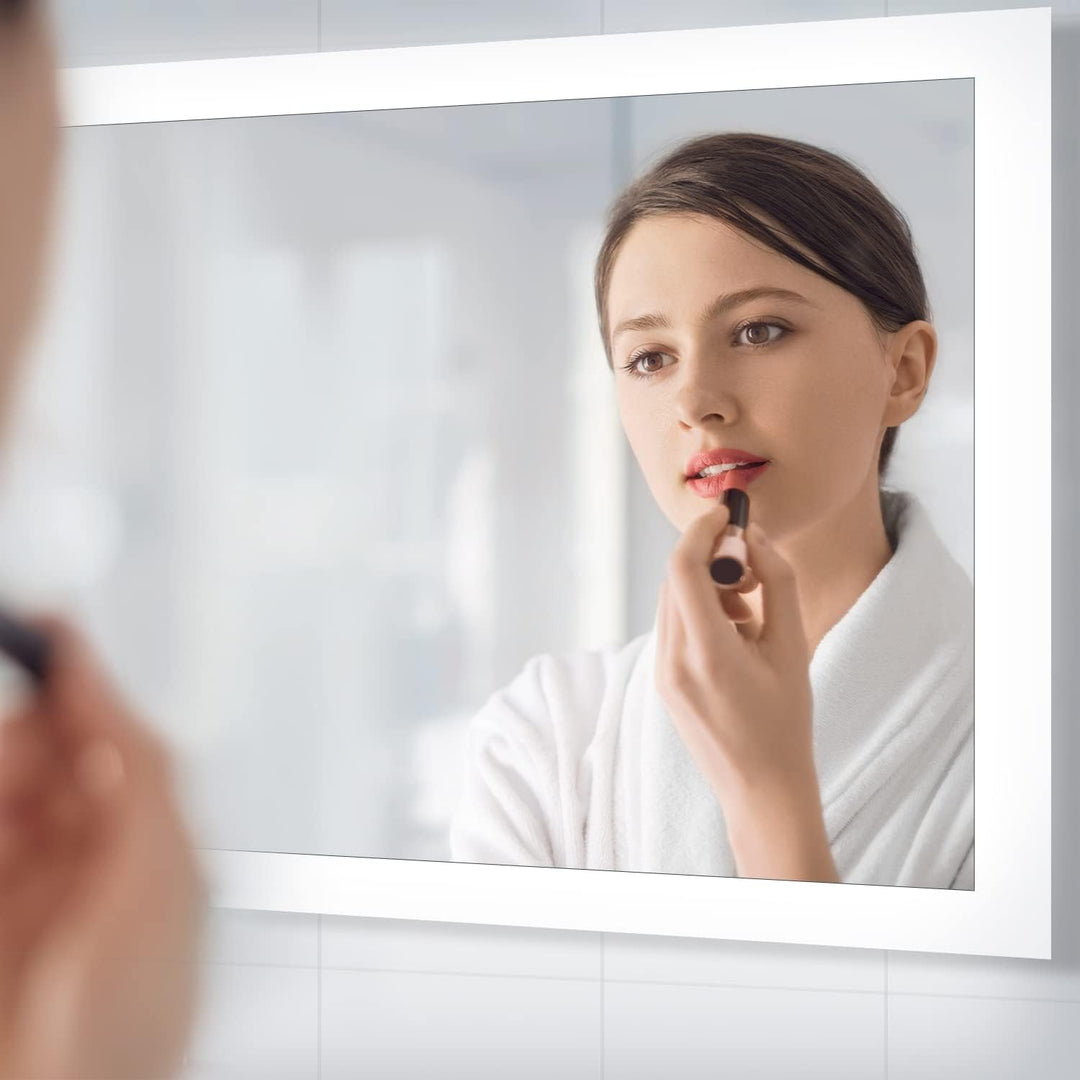 SONNI Badezimmerspiegel mit Beleuchtung 60×50 cm, Badspiegel mit Beleuchtung, LED Badspiegel für gäs