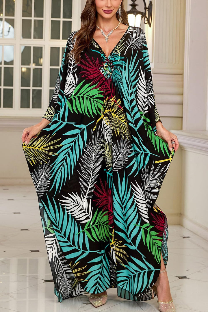 Damen Langer Kaftan Bohemian Cardigan Strand Badeanzug Cover Up Kleid Plus Size Robe Einheitsgrösse