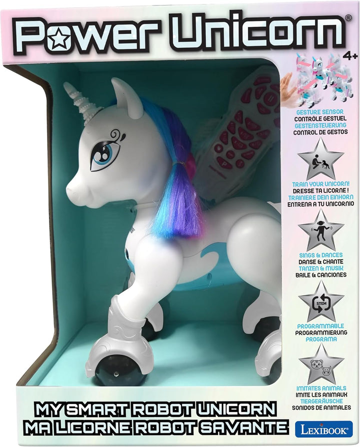 Lexibook Power Unicorn® Mein Roboterhund zum Trainieren Programmierbarer Roboter mit Fernbedienung,