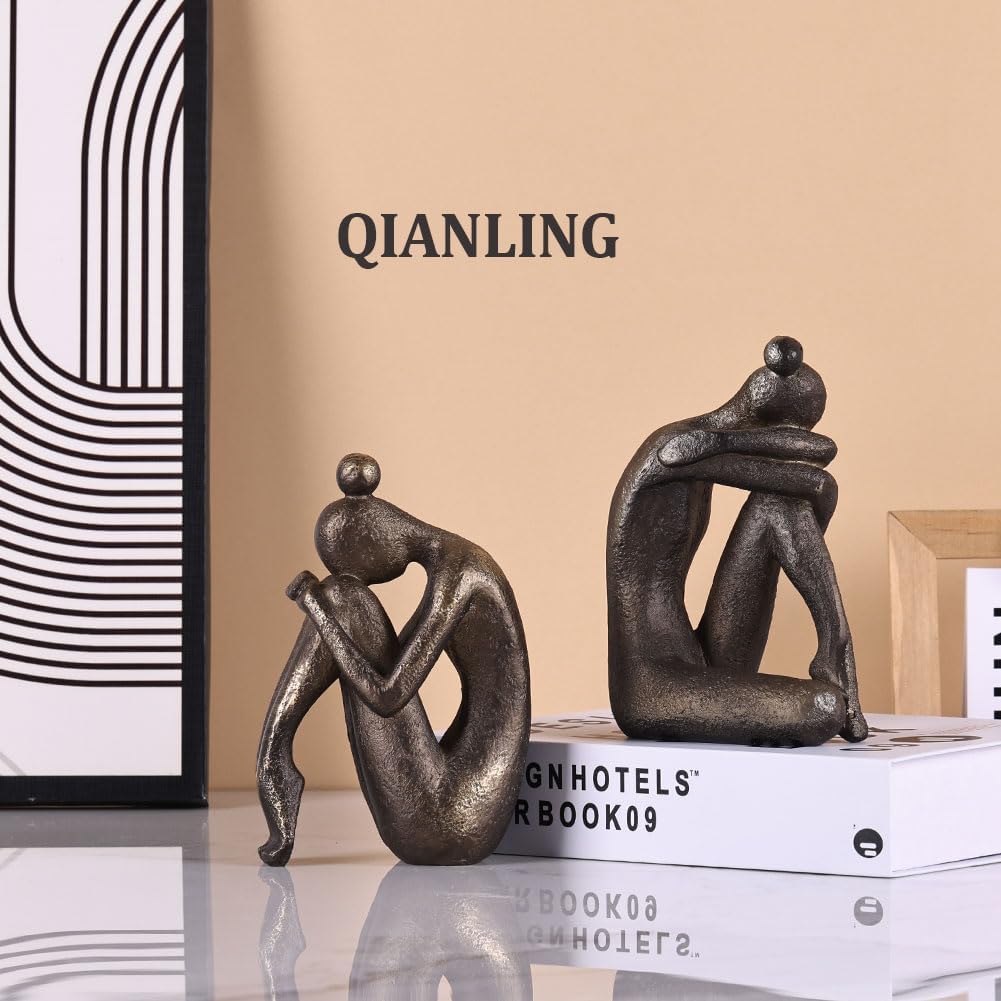 Buchstützen, einzigartig, dekorativ, Denkermädchen, modern, robust, rutschfest, Kunstharz, Buchstopp