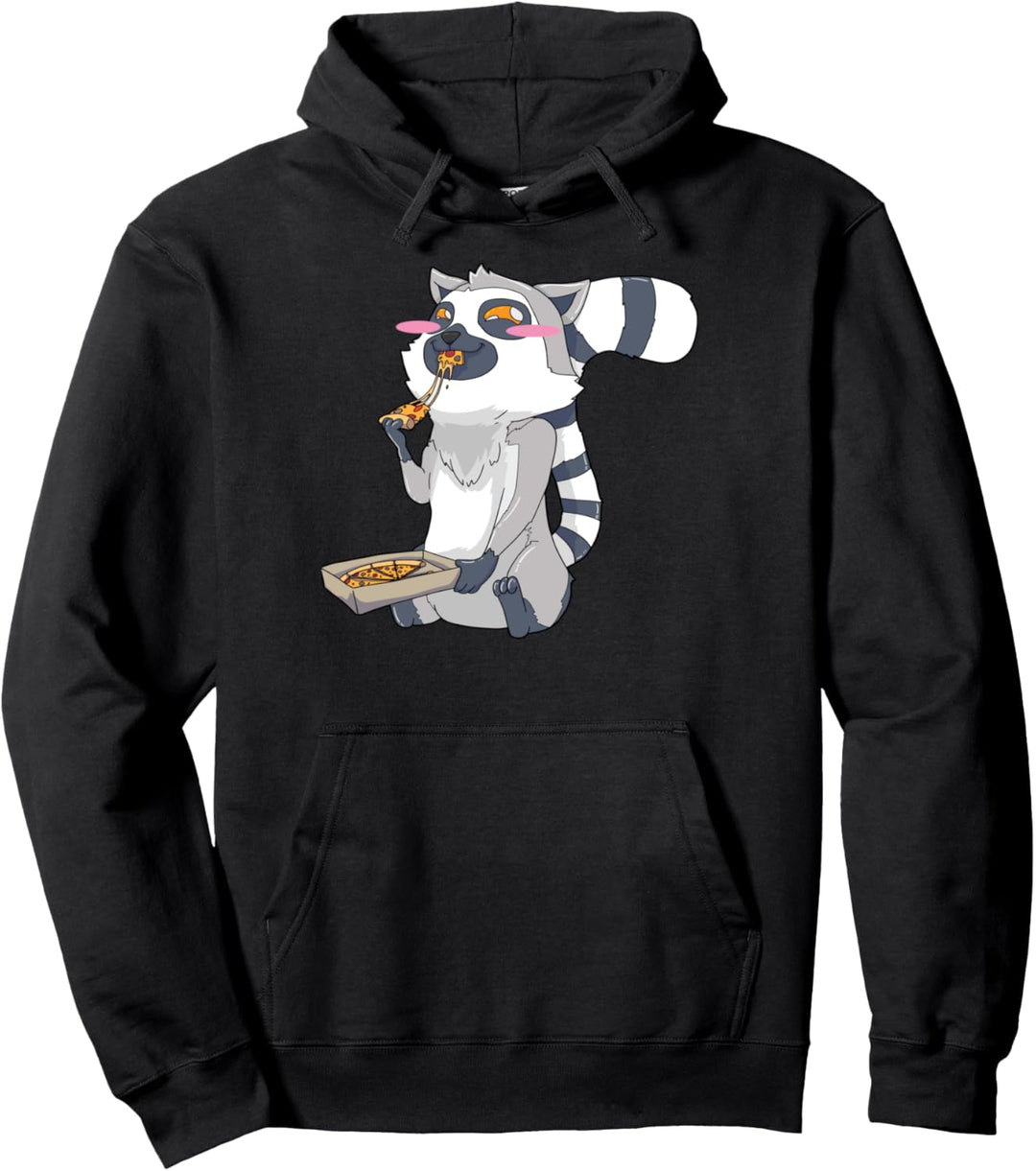 Lemur Pizza Kawaii Pullover Hoodie