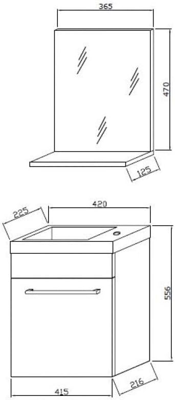 KIAMAMI VALENTINA PLATZSPARENDER HÄNGENDER Bad-UNTERSCHRANK 42CM MIT HOLZEFFEKT IN GRAU | SMART