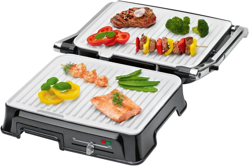 Clatronic KG 3571 elektrischer Kontaktgrill, Multigrill, Elektrogrill für beidseitiges & fettfreies