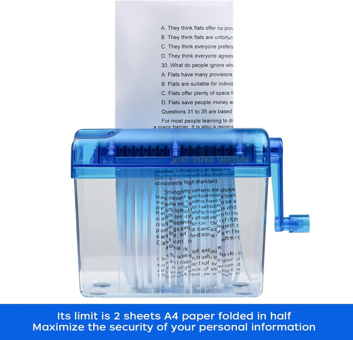 JIKIOU Mini Hand Shredder Portable Paper Shredder Manual Shredder Documents Paper Cutting Tool Home