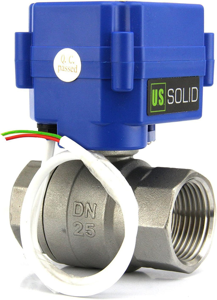 U.S. Solid 2 Wege Motorkugelhahn elektrisch – Edelstahl 1 Zoll DN25, 9-24V AC/DC, stromlos geschloss