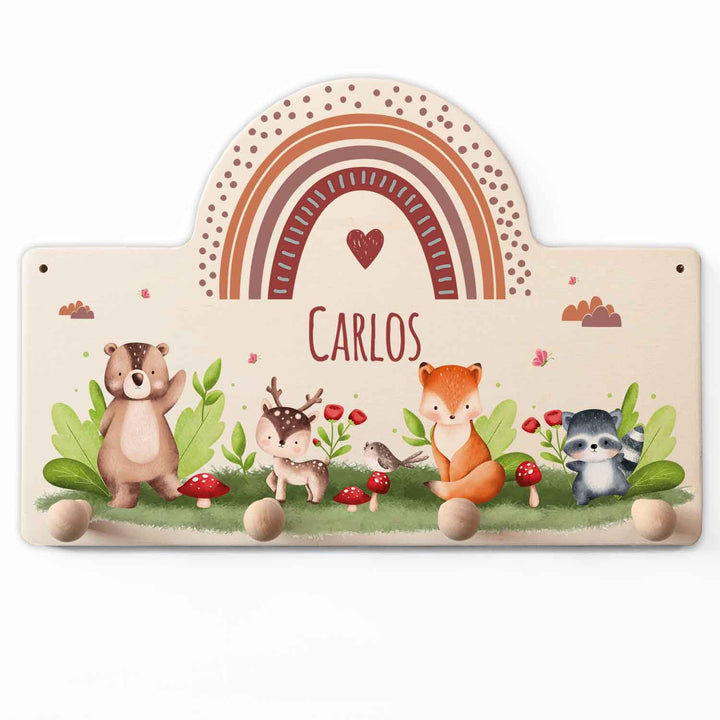 GRAVURZEILE Personalisierte Kindergarderobe - Tiergruppe Waldtiere - Personalisiert mit Name - Garde