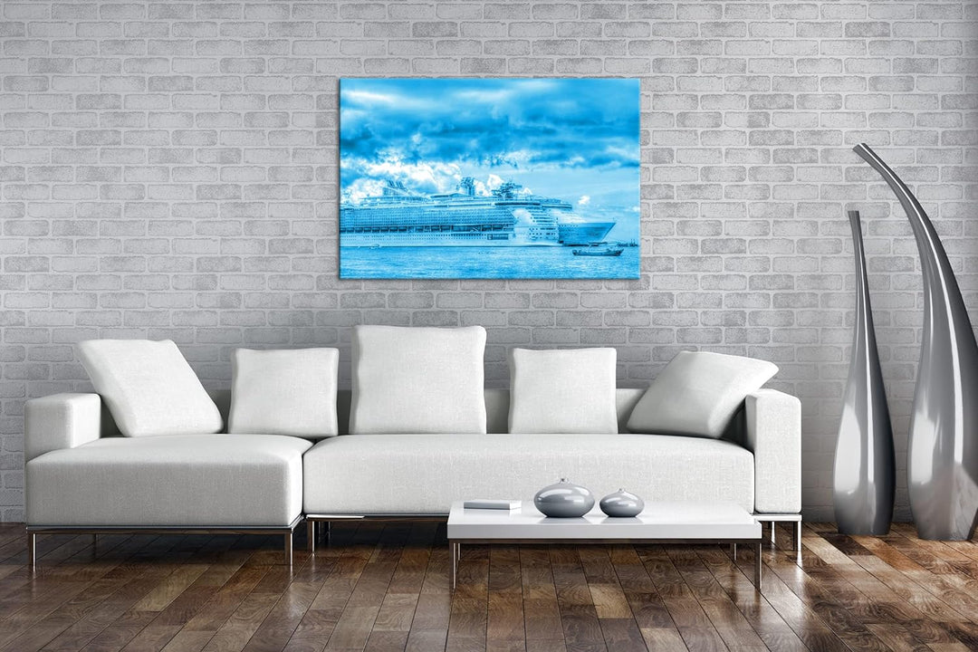 deyoli malerisches Kreuzfahrtschiff Format 80x60 Effekt: Monocrome Blau als Leinwandbild, Motiv fert
