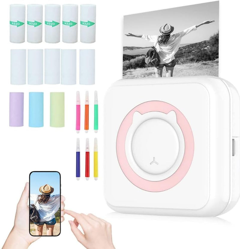 LUFEIS Mini Drucker für Smartphone, Mobiler Fotodrucker, Fotodrucker für Smartphone, Mini Pocket Pri