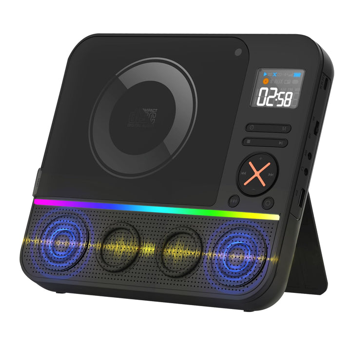 Tragbarer CD Player Bluetooth, Boombox Desktop CD-Player mit Bluetooth FM-Radio und RGB LED-Anzeige