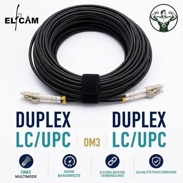 Elfcam® - 300m Gepanzerte Glasfaser-kabel LC/UPC auf LC/UPC OM3 Multimode Duplex 50/125um LSZH, LWL-