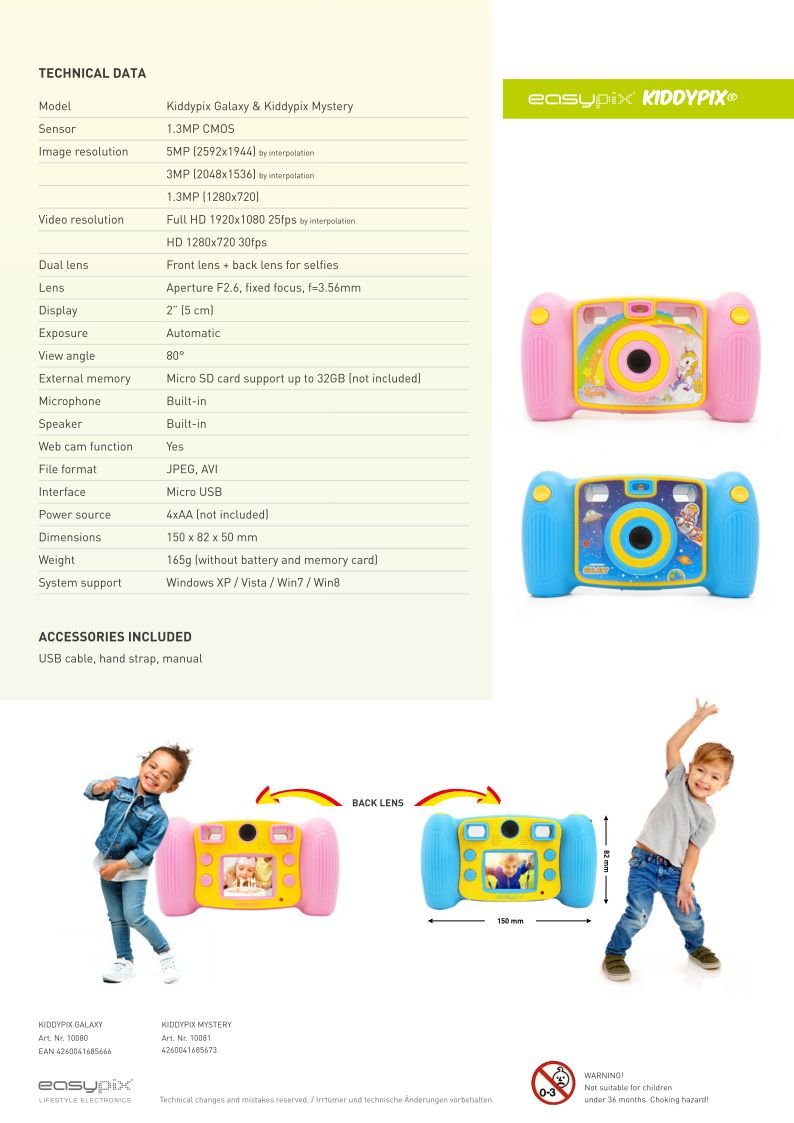 Easypix Kiddypix Galaxy Kinder Digitalkamera, blau, Blau