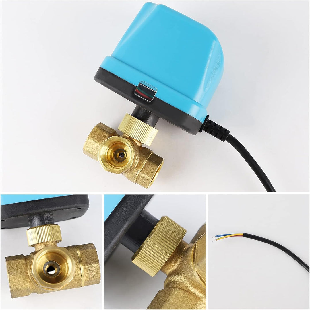 SWAWIS 3 Wege Kugelventil Motorkugelhahn Zonenventil DN15 G1/2 Zoll AC 230V Motorventil Elektrisches