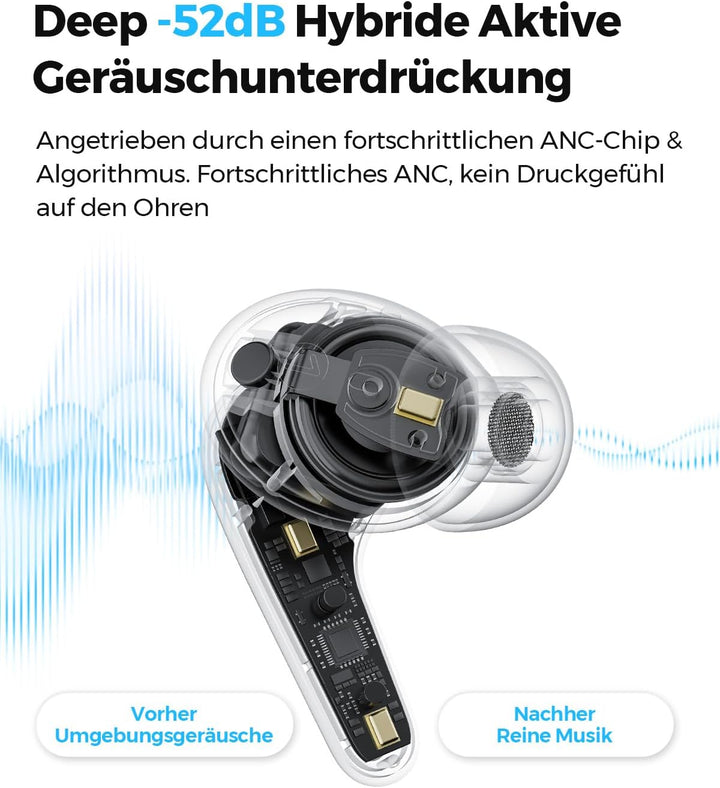SoundPEATS C30 Noise Cancelling kopfhörer, Bluetooth Kopfhörer mit Hi-Res LDAC, 12mm Treiber, 52 Std