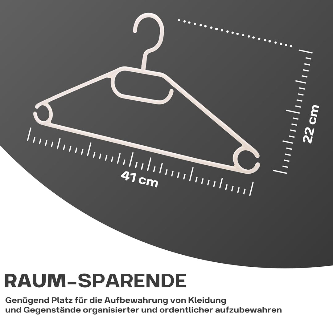 50 Kleiderbügel weiss Kunststoff mit drehbaren Haken, 41 cm Kleiderbügel Plastik weiss, 50 Stück Büg