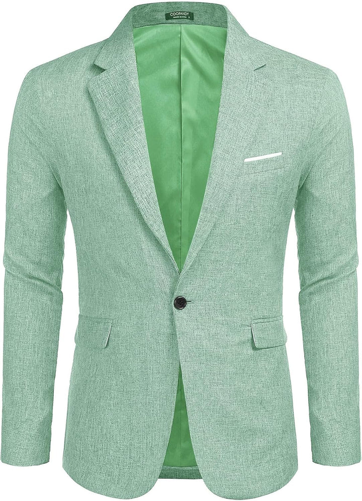 COOFANDY Herren Sakko Sportlich Freizeit Blazer Business Anzugjacke Regular Fit Jackett 1 Knopf Aqua