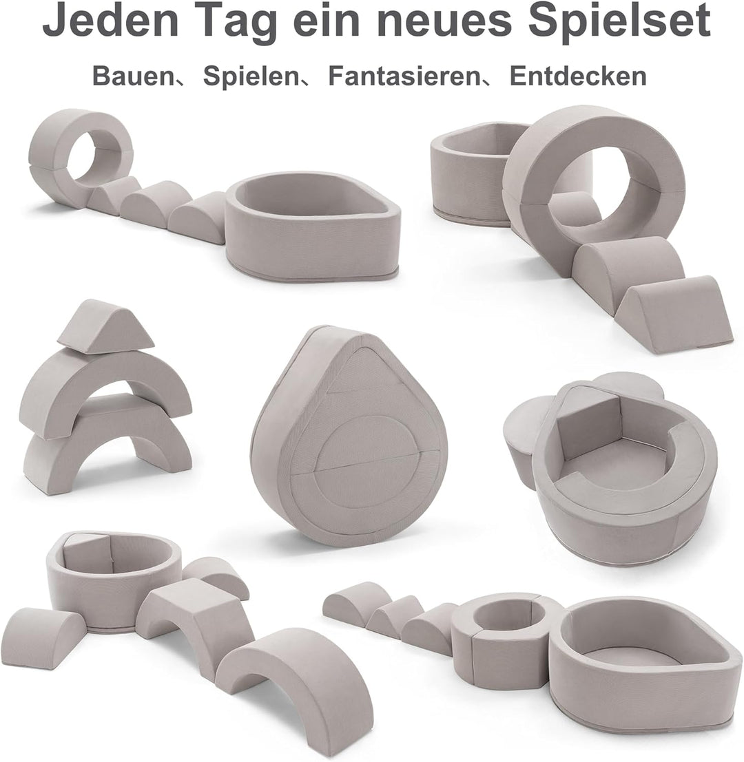 Zedachica 7PCS Schaumstoff Bausteine für Kinder,Softbausteine Baby mit Bällebad für Indoor Klettern,