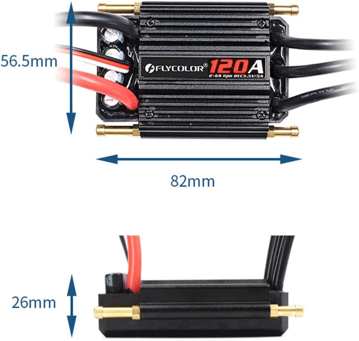 FLYCOLOR 120A Waterproof Brushless ESC Elektronischer Geschwindigkeitsregler mit 5.5V/5A BEC und XT9